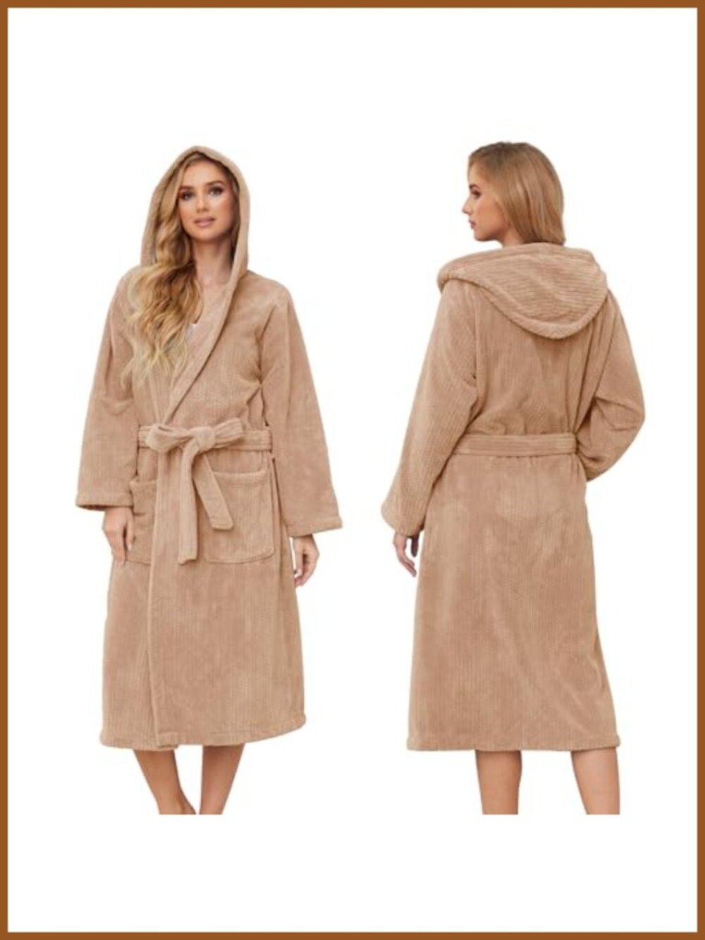 Microfiber Hooded Bathrobe Soft Long Towel Robe Quick Dry Warm